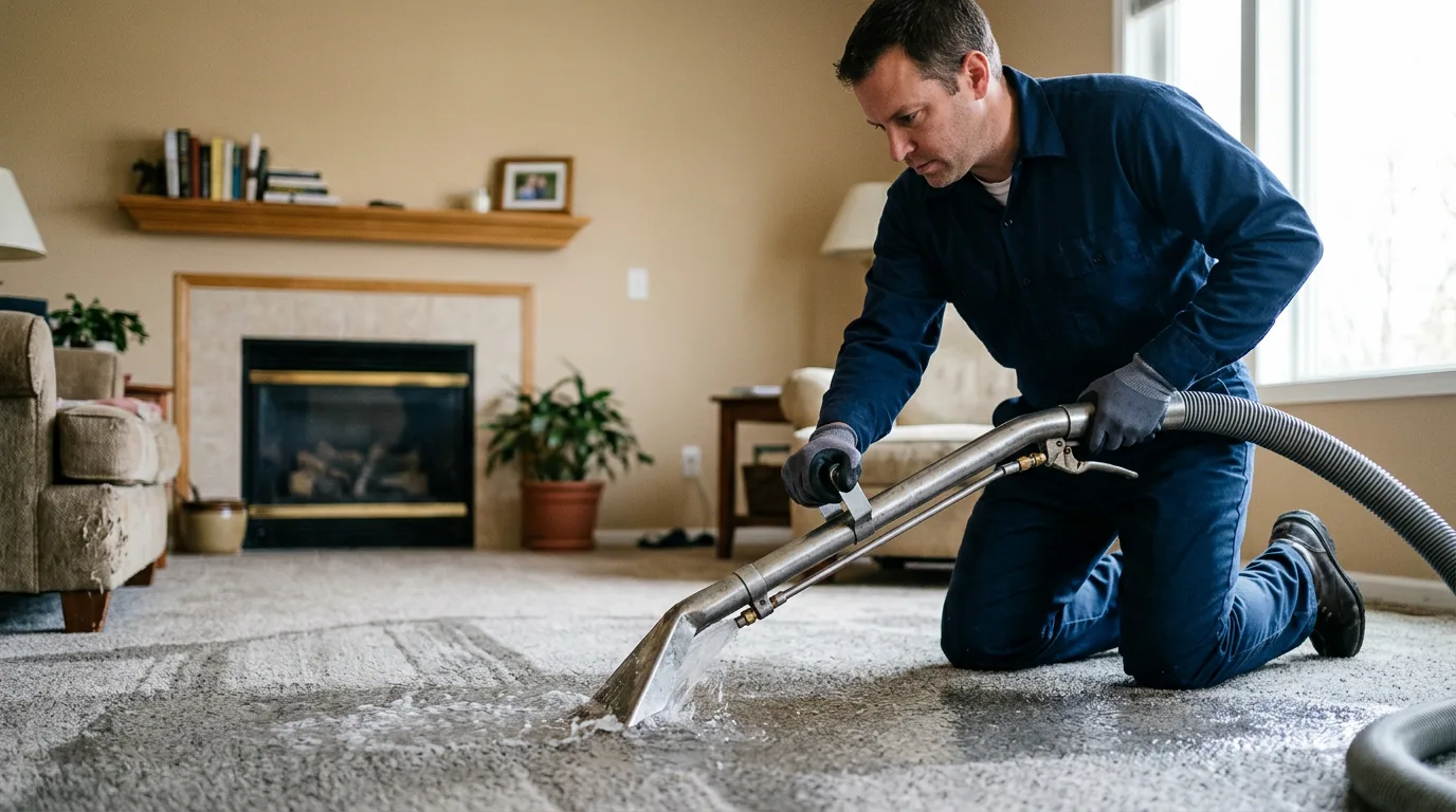 Water damage restoration technician working near Auberry, CA